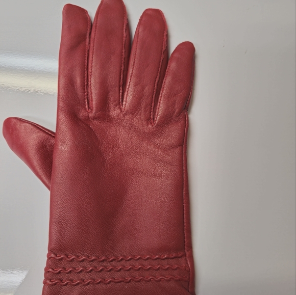Etienne Red Professional Leather Shell Cashmere Lining Medium Size Vintage - Picture 7 of 10